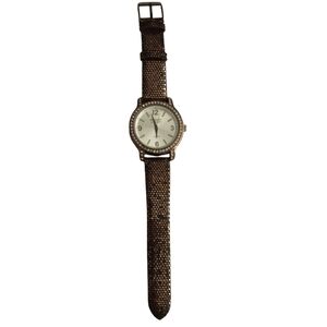 Embassy by Gruen Watch Brown Metallic Strap Rose Gold Tone Case